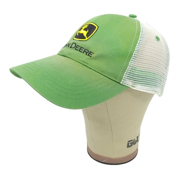 John Deere Patch Logo Mesh Strapback Cap Trucker Farmer Baseball Hat - Picture 2 of 12